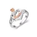 TOUPOP Sterling Silver & Zircon Sister Ring, Rose Flower Heart-0-0