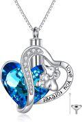 wholesale 925 Sterling Silver Heart-Shaped Cremation Jewelry Pendant with Blue Crystal and Funnel Set-0-0