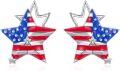 wholesale 925 Sterling Silver Star USA Flag Stud Earrings with Cubic Zirconia Accents - Patriotic  Set-0-0