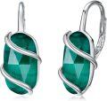 wholesale 925 Sterling Silver Emerald Drop Earrings for Women - May Birthstone Green Gemstone Dangle Jewelry-0-0
