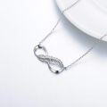 wholesale 925 Sterling Silver Infinity Feather Pendant Chain Necklace for Women Gold Plated  Length: Adjustable from 43cm to 61cm (Gold)-0-2