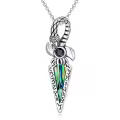 wholesale 925 Sterling Silver Pendant Necklaces Wholesale with Abalone Shell and Black Stone in Gothic Style Sword Design-0-0