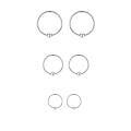 wholesale 925 Sterling Silver Hoop Earrings White Gold Plated Ball Bead Three Pair Set-0-0