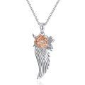 wholesale 925 Sterling Silver Angel Wings Rose Pendant Necklace With Delicate Chain Design-0-0