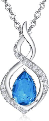 wholesale 925 Sterling Silver Infinity Birthstone Necklace for Women Mom Wife Mother s Day Gift-12 Dec
