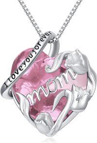 wholesale Sterling Silver Stone Cute Animal Pendant Necklace for Couples Sister Daughter Mother Birthday Gift-06-10-October