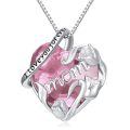 wholesale 925 Sterling Silver Mom Heart Shape Animal Pendant Necklaces for Women Girls Family Love Gift-0-71