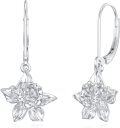wholesale 925 Sterling Silver Hypoallergenic Lotus Flower Leverback Dangle Drop Earrings-0-0