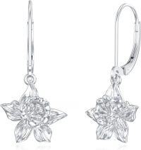 wholesale 925 Sterling Silver Hypoallergenic Lotus Flower Leverback Dangle Drop Earrings-Tulips Earrings