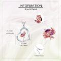wholesale 925 Sterling Silver Flamingo Heart Pendant Necklace with Cubic Zirconia Stones s for Women Girls-0-3