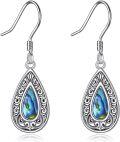 wholesale 925 Sterling Silver Abalone Shell Teardrop Filigree Dangle Earrings for Women-0-0