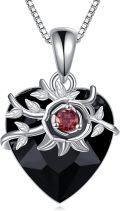 wholesale 925 Sterling Silver Black Austrian Crystal Heart Pendant Necklace-0-0