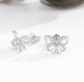 wholesale 925 Sterling Silver Butterfly Shape Cubic Zirconia Stud Earrings for Women Ribbon Style Jewelry-0-1