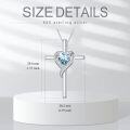 wholesale 925 Sterling Silver Aquamarine Cross Necklace - March Birthstone Faith Pendant with 18 Chain, Hypoallergenic White Gold Plated Jewelry Gift for Women-0-5