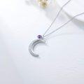 wholesale TOUPOP Gifts For Her Moon Necklace February Birthstone Neckalce With Moon 925 Sterling Silver Crescent Moon Pendant Necklace With Amethyst Valentine's Day Birthday Christmas Gifts For Women -0-4