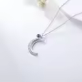 TOUPOP Sterling Silver Amethyst Moon Necklace-0-4