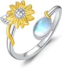 wholesale 925 Sterling Silver Cute Animals Ring Adjustable Boho Jewelry Gift-Sunflower