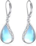 wholesale 925 Sterling Silver Blue Moonstone & Larimar Teardrop Infinity Dangle Leverback Earrings Gift for Women-0-0