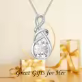 TOUPOP Sterling Silver Infinity Birthstone Necklace For Women-0-2
