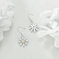 wholesale 925 Sterling Silver White Enamel Yellow Crystal Daisy Flower Hook Earrings-0-3