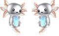 wholesale 925 Sterling Silver Axolotl Moonstone Stud Earrings for Women Lovely Animal s-0-0