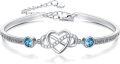 wholesale 925 Sterling Silver Blue Crystal Infinity Heart Bracelet for Women-0-0