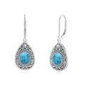 wholesale 925 Sterling Silver Turquoise Drop Earrings Vintage Filigree Teardrop Dangle Earrings For Women-0-0