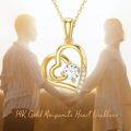 wholesale 14K Gold Double Heart Pendant with 0.55 ct Moissanite Necklaces for Women-0-4
