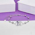 wholesale 925 Sterling Silver Purple Butterfly Anklet with Beads and Crystal Accents for Women-0-3
