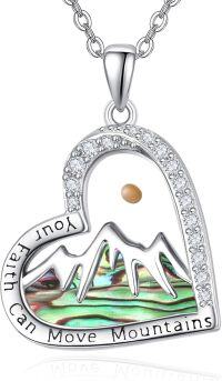 wholesale 925 Sterling Silver Heart-Shaped Mountain Pendant with Abalone Shell and Cubic Zirconia - Christian Faith Jewelry-Silver