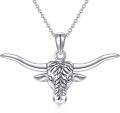 wholesale 925 Sterling Silver Bull Head Pendant Necklace with Chain for Women Men  48cm Length-0-0