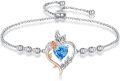 wholesale 925 Sterling Silver Rose Heart Birthstone Butterfly Bracelet for Women-0-0