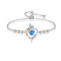 wholesale 925 Sterling Silver Rose Heart Birthstone Butterfly Bracelet for Women-0-0