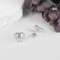 wholesale 925 Sterling Silver Heart-Shaped Cubic Zirconia Teeth Stud Earrings - Dental Jewelry for Women and Girls-0-3