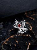 wholesale 925 Sterling Silver Gothic Rings with Simulation Stone Halloween Bat Spider Skull Rings for Women Men Adjustable Jewelry-0-1