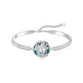 TOUPOP Sterling Silver Blue Crystal M Letter Bangle Bracelet-0-0