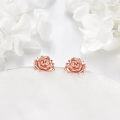 wholesale Rose Gold 925 Sterling Silver Rose Stud Earrings - Birth Flower  for Women-0-1