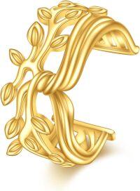 wholesale 14K Gold Hypoallergenic Non-Piercing Leaf Design Ear Wrap Ring for Women-Tree of Life