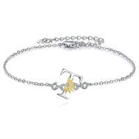 wholesale 925 Sterling Silver Dandelion Letter Initial B Charms Anklets Wholesale For Women-Initial T