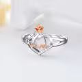 TOUPOP Sterling Silver & Zircon Sister Ring, Rose Flower Heart-0-4