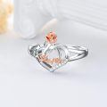 TOUPOP Sterling Silver & Zircon Sister Ring, Rose Flower Heart-0-4