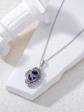 wholesale 925 Sterling Silver Purple Crystal Pendant Necklaces Gothic Bat Design s for Her-0-2