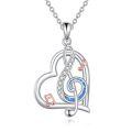 wholesale 925 Sterling Silver Heart Treble Clef Blue Opal Music Note Pendant Necklace For Women-0-0