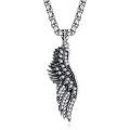 wholesale 925 Sterling Silver Angel Wing Pendant on Rolo Chain for Men - 24 Length-0-0