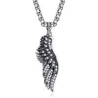 wholesale 925 Sterling Silver Angel Wing Pendant on Rolo Chain for Men - 24 Length-Wing (Stone)