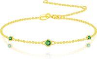 wholesale 14K Gold 12 Birthstone Adjustable Bracelet for Women Wife Mom GF 6 5 7 5 -05-Emerald