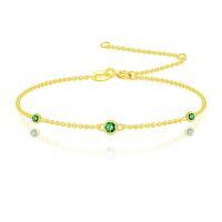 wholesale 14k Gold Bracelet Purple Moissanite Bezel Set Adjustable Chain For Women-05-Emerald