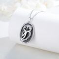 wholesale 925 Sterling Silver Black Enamel Owl Pendant Necklace with Cubic Zirconia Eyes and Chain for Women Girls  45cm Length-0-4
