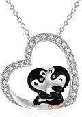 wholesale 925 Sterling Silver Heart-Shaped Penguin Pendant Necklace - Cute Animal  for Her-0-0
