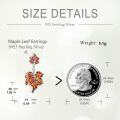 wholesale 925 Sterling Silver Maple Leaf Drop Dangle Earrings with Red and Gold Enamel Finish for Women Girls Gifts-0-1